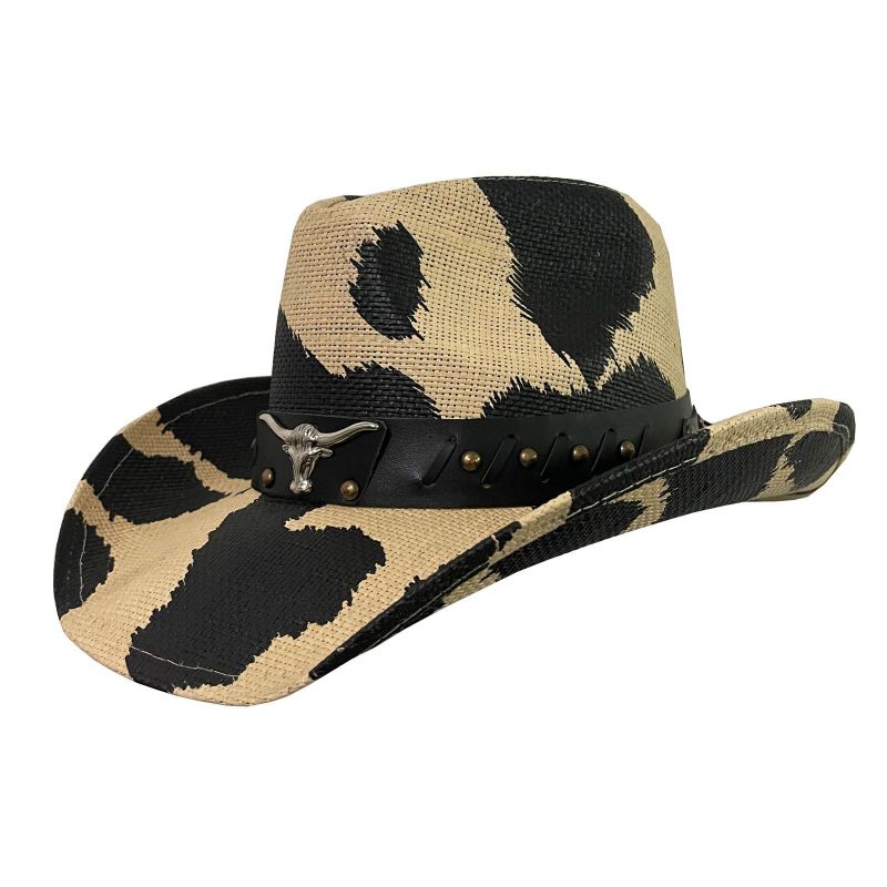 Cow Print Cowgirl Straw Hat Προμηθευτής